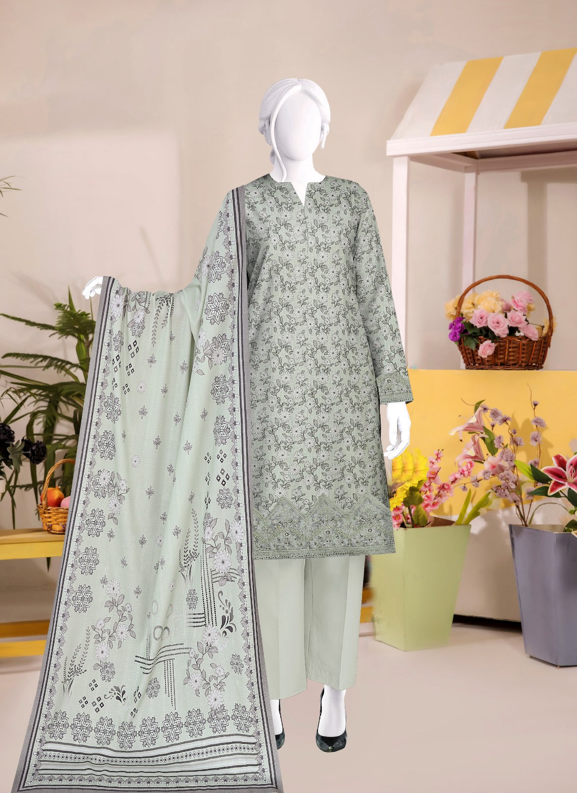 Safina Digital Print Marina Jaquard with Daman Patch 3pc SF616