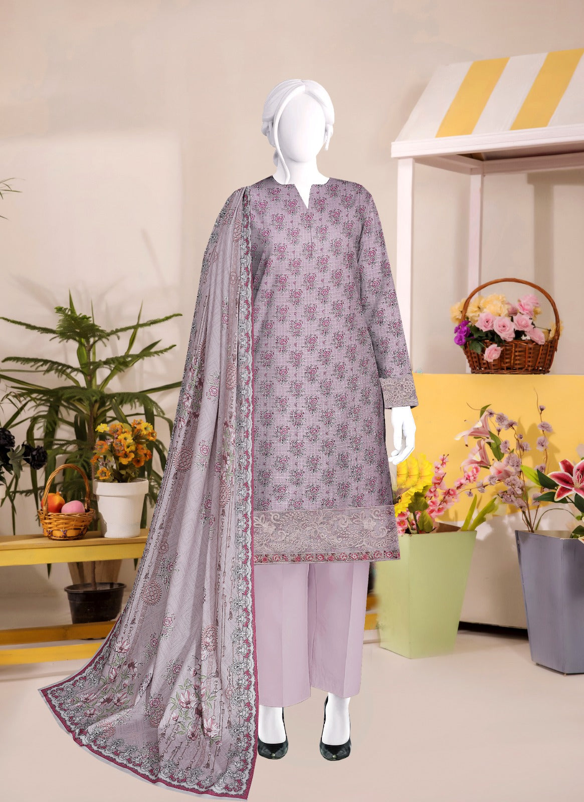 Safina Digital Print Marina Jaquard with Daman Patch 3pc SF614