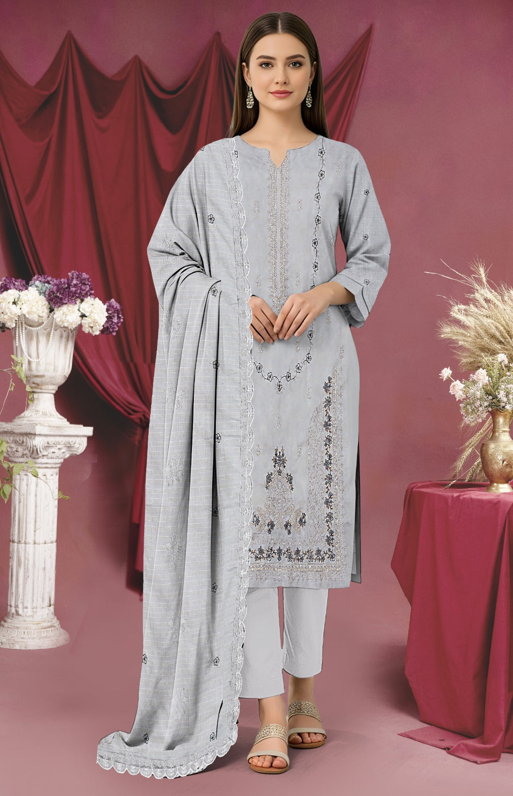 Lawn Embroidered 3-Piece Un-Stiched Suit by Baroque