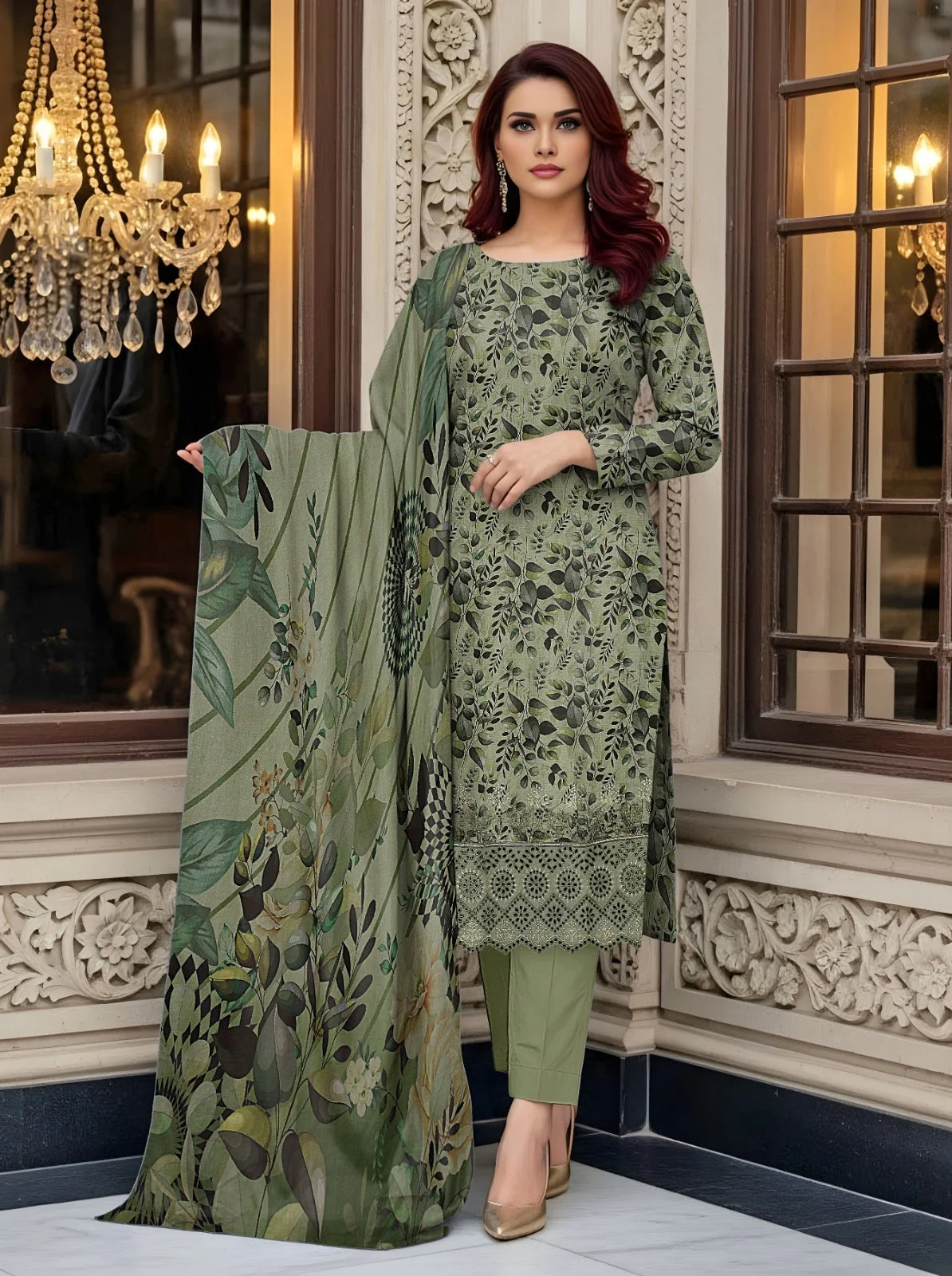Baroque 3PC Digital Printed Daman Embroidery