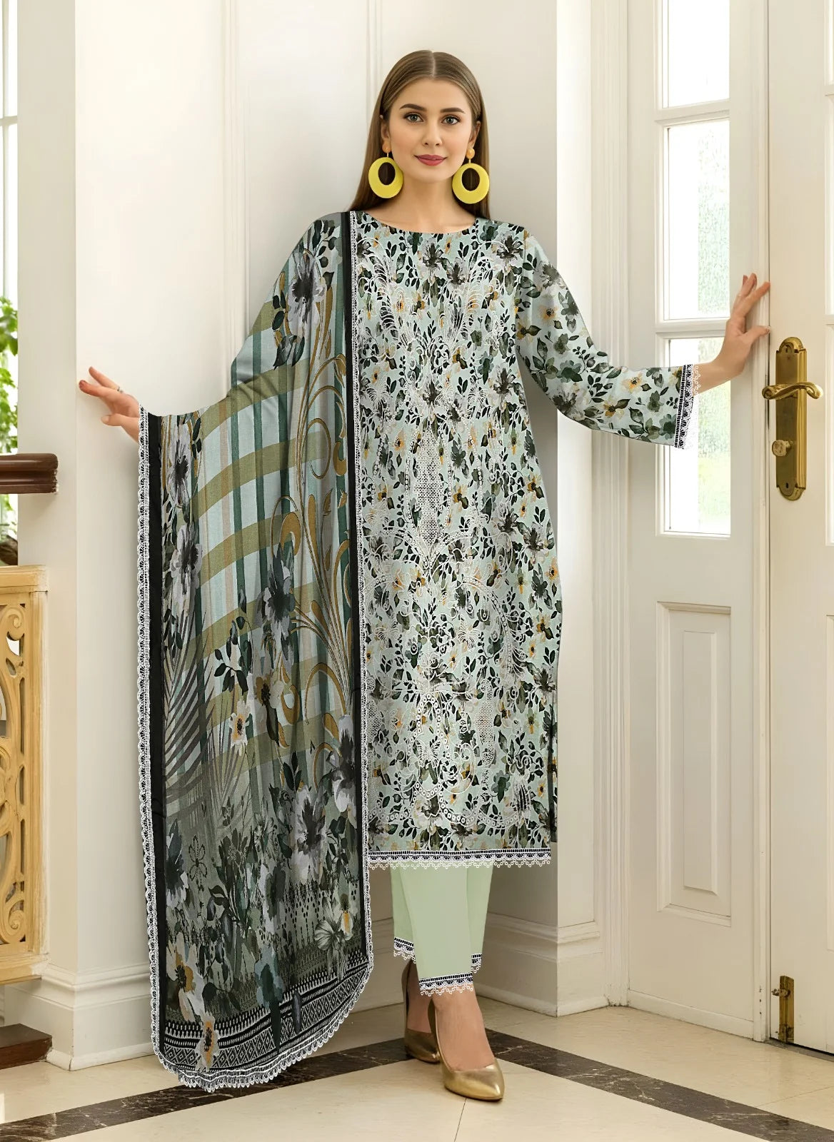 Baroque 3PC Digital Print Lawn Heavy Front with Karoshia Lace 01