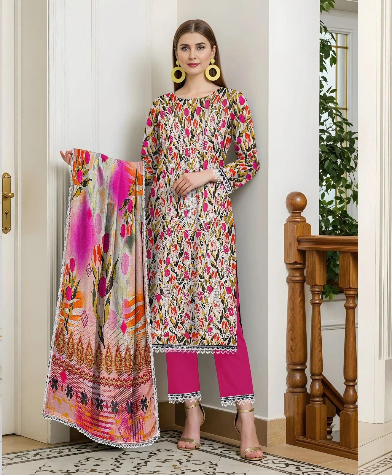 Baroque 3PC Digital Print Lawn Heavy Front with Karoshia Lace 02