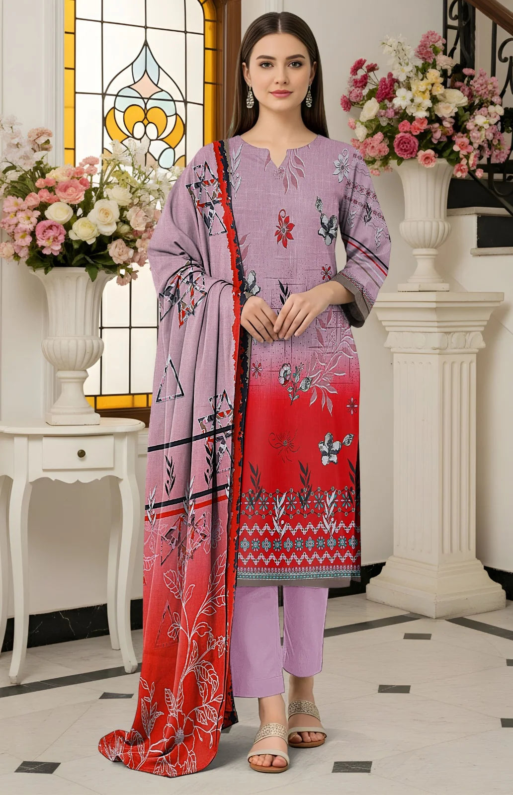 ZyraStores Cross Slub V-545 3PC Digital Printed 05