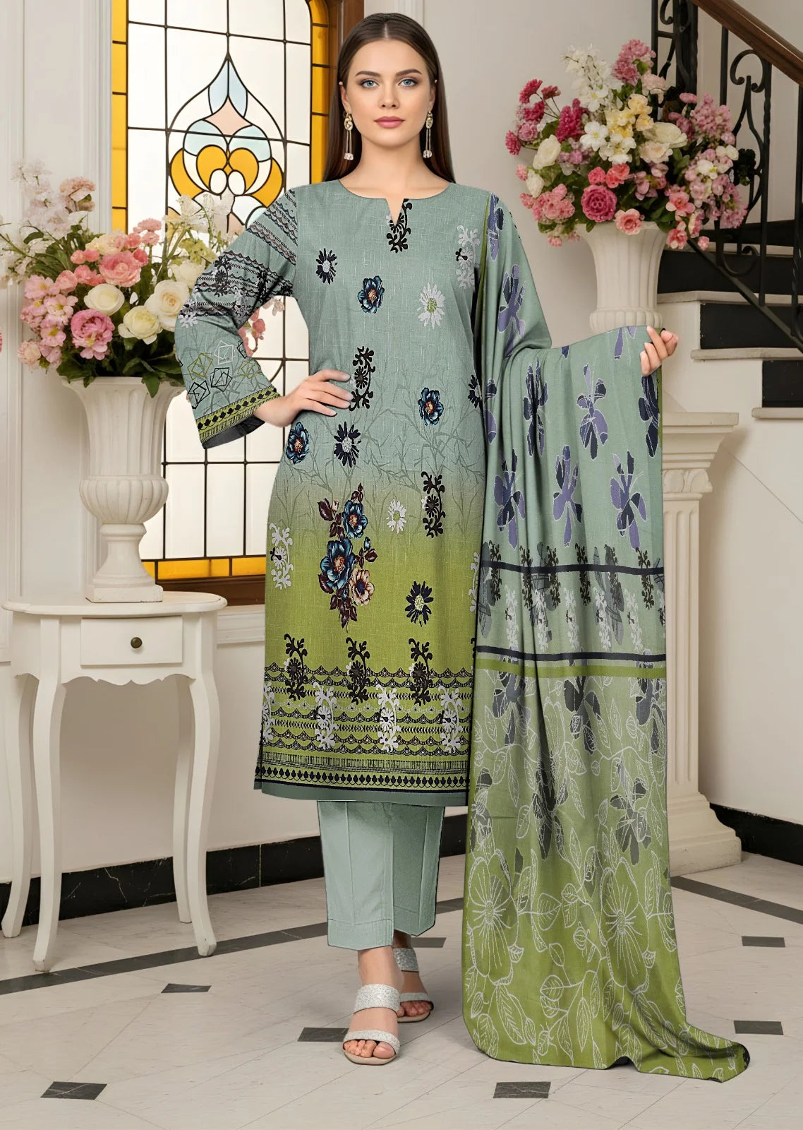 ZyraStores Cross Slub V-545 3PC Digital Printed 04