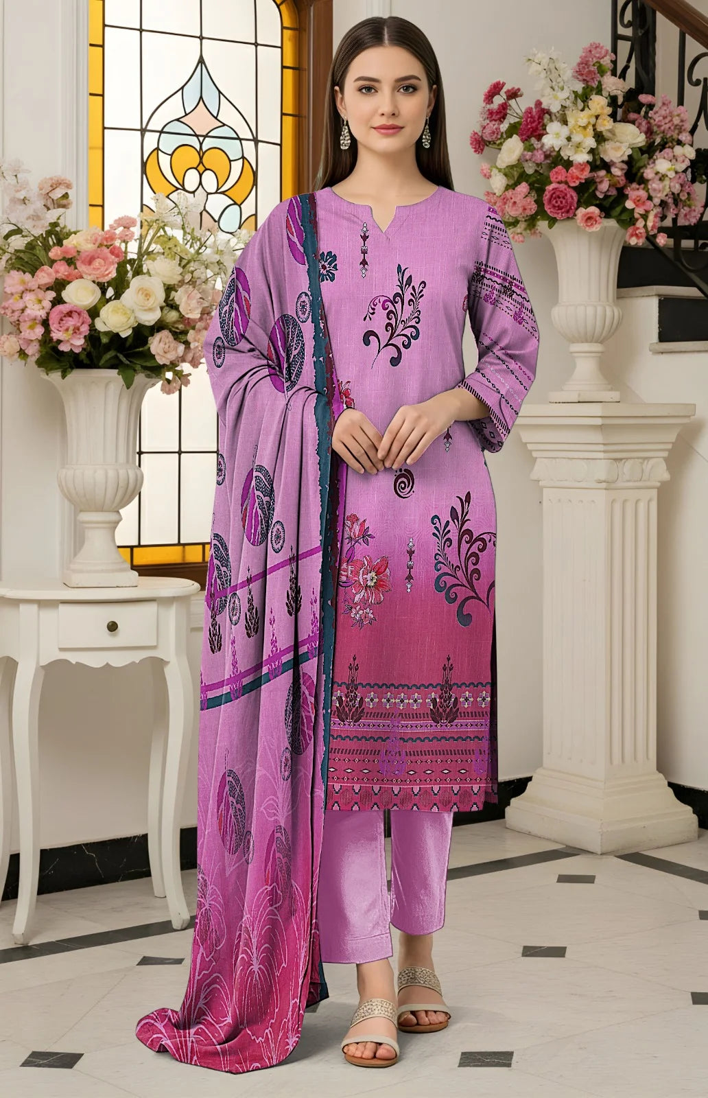 ZyraStores Cross Slub V-545 3PC Digital Printed 01