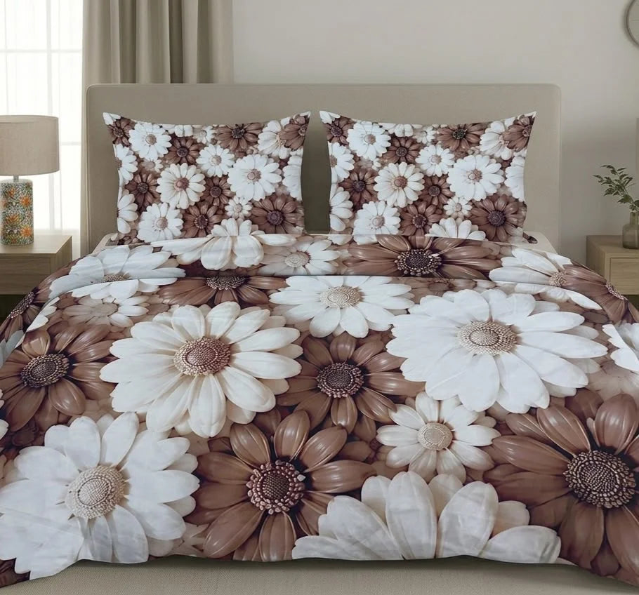 BEDIOR 3D Digital Printed King Size Crystal Cotton Bed Sheet Set (3 Pcs)