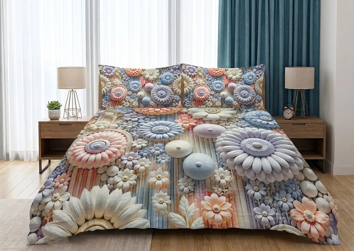 BEDIOR 3D Digital Printed King Size Crystal Cotton Bed Sheet Set (3 Pcs)