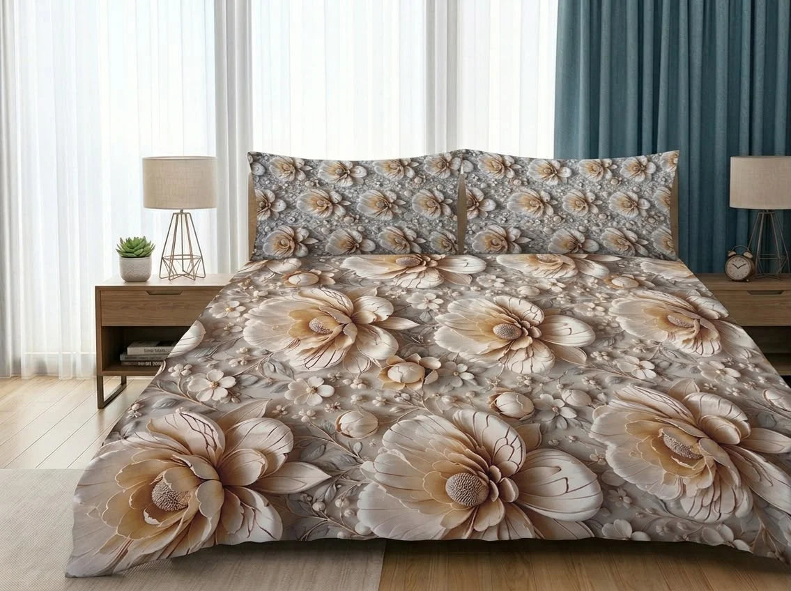 BEDIOR 3D Digital Printed King Size Crystal Cotton Bed Sheet Set (3 Pcs)