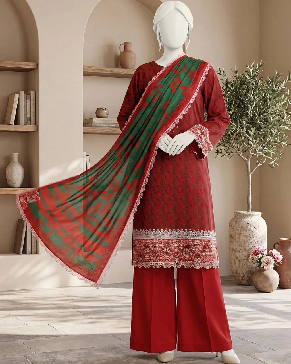 Baroque 3PC Digital Printed Daman Embroidery