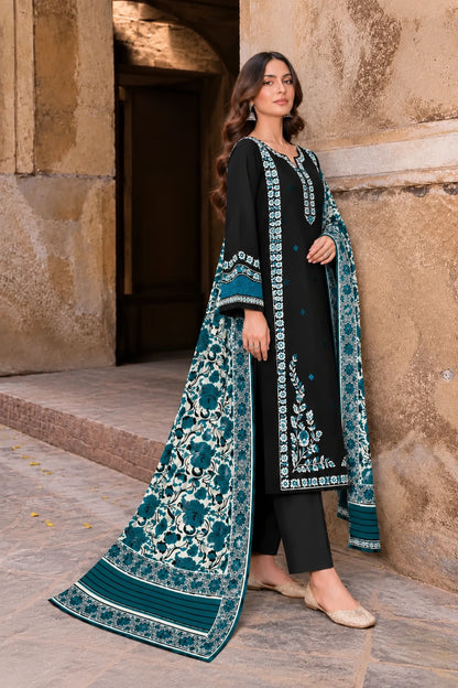 IZEL - Dhanak-3PC Embroidered Shirt with Digital Printed Shawl - 1265