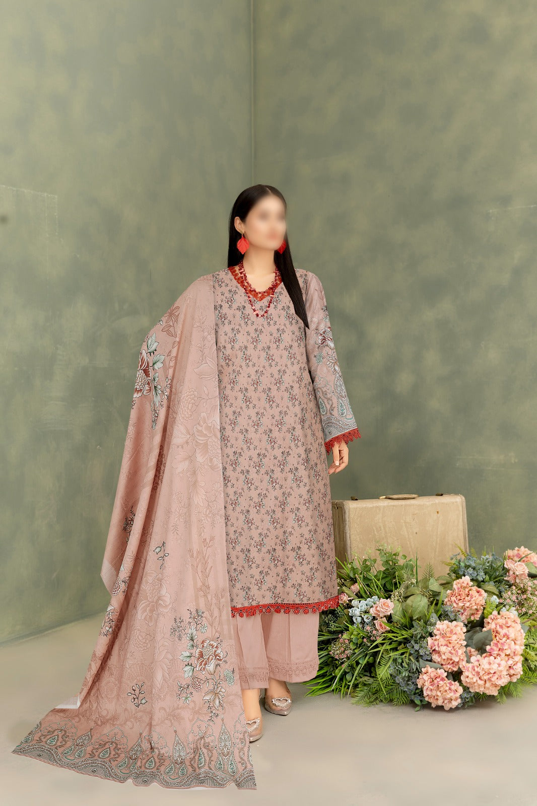 GUL AHMED Lawn 3 Pcs Premium Quality  7717