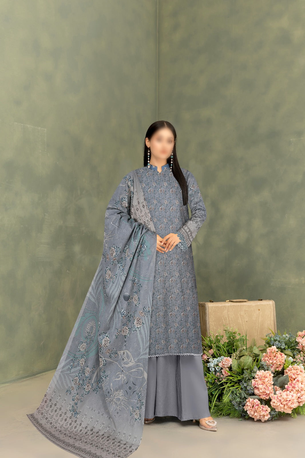 GUL AHMED Lawn 3 Pcs Premium Quality  7719