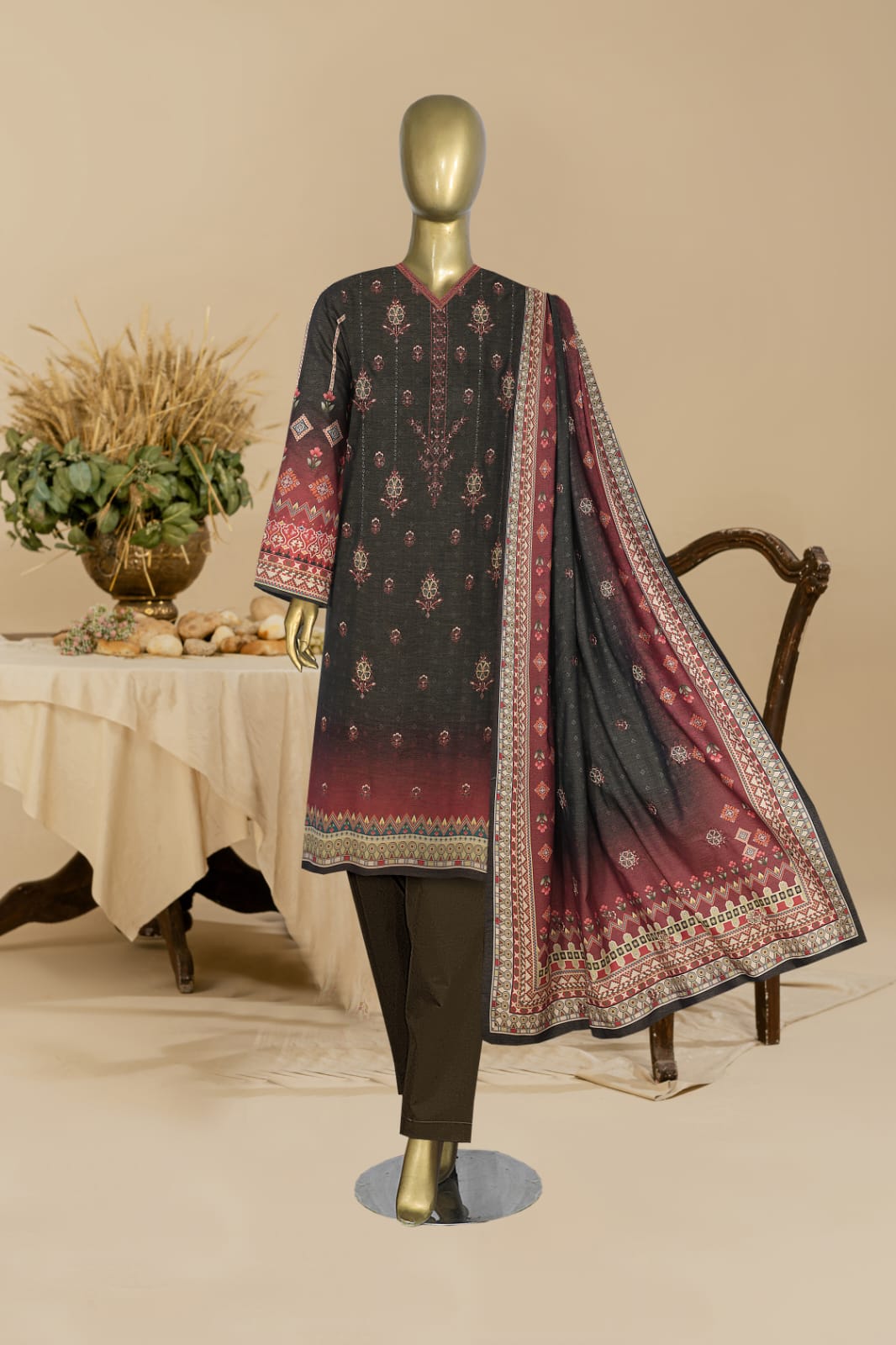 MTJ Digital Printed Embroided 3PC MT6901