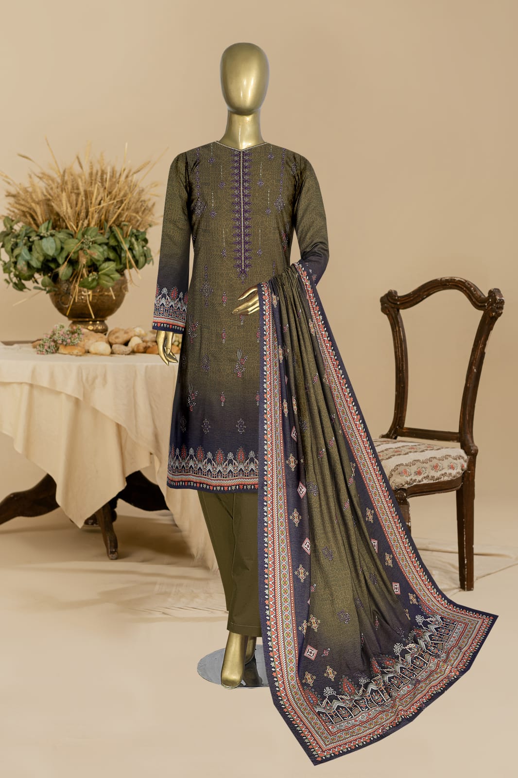 MTJ Digital Printed Embroided 3PC MT6905