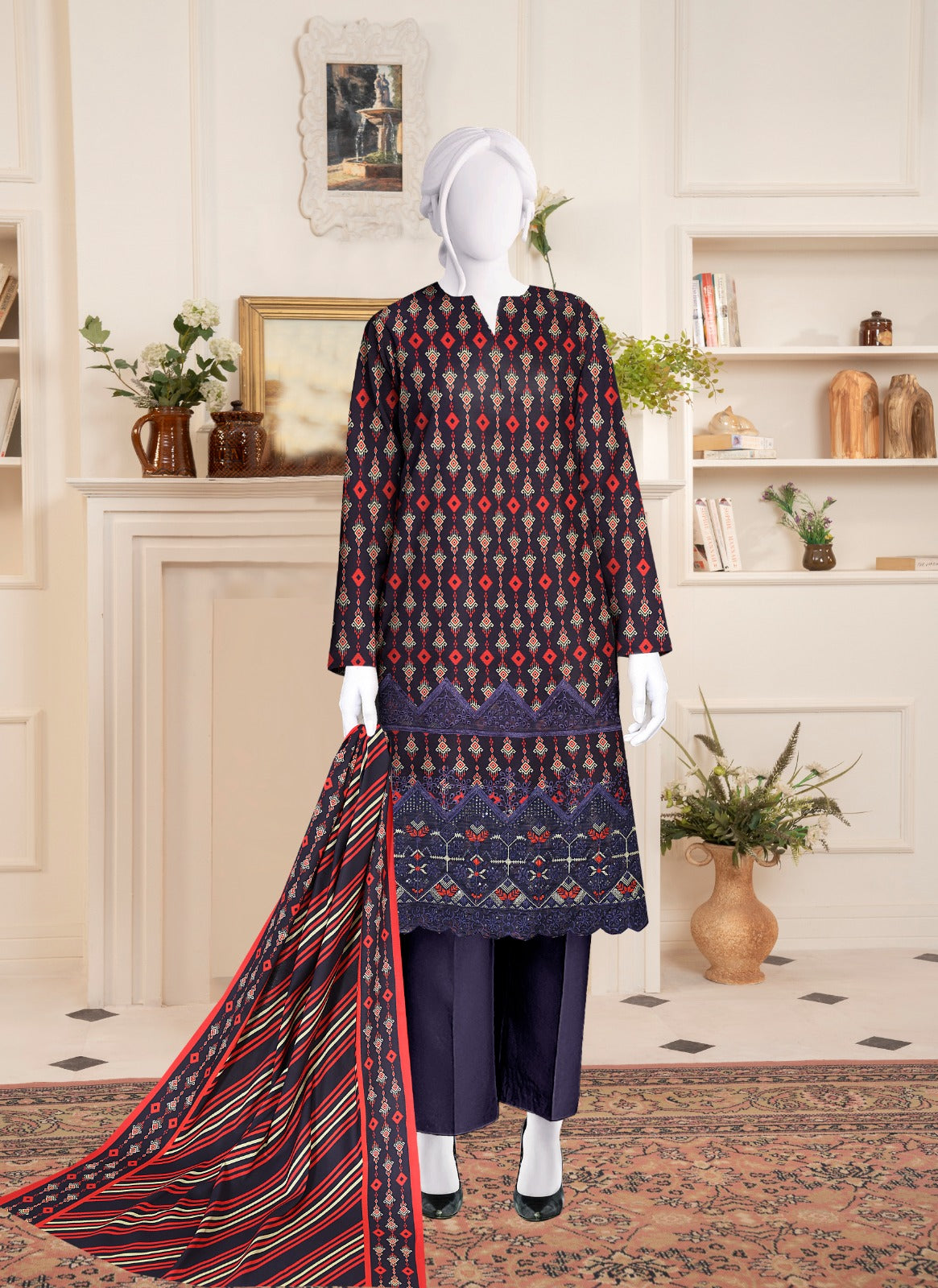 Alkaram Stapple Bana Dora Boring Daman 3PC AK0608