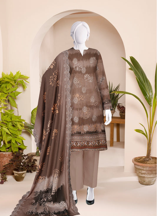Safina Digital Print Dhanak Wool Bana Dora 3pc  SF602