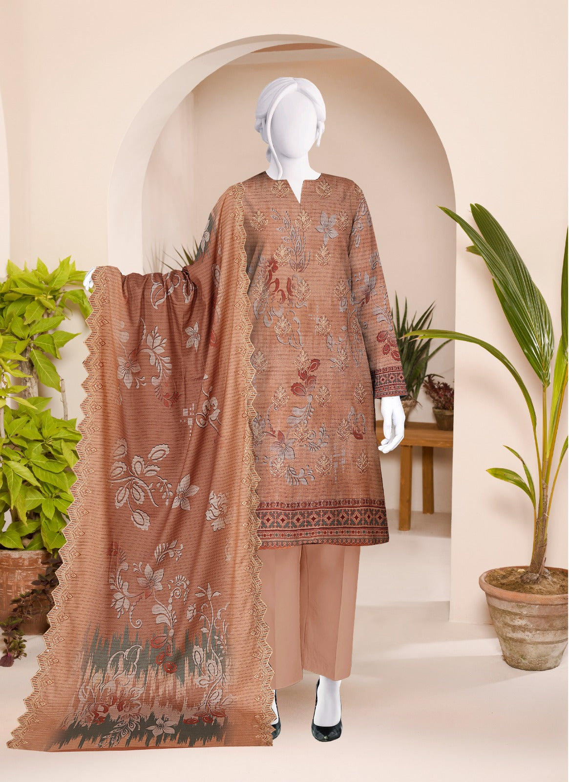 Safina Digital Print Dhanak Wool Bana Dora 3pc  SF601