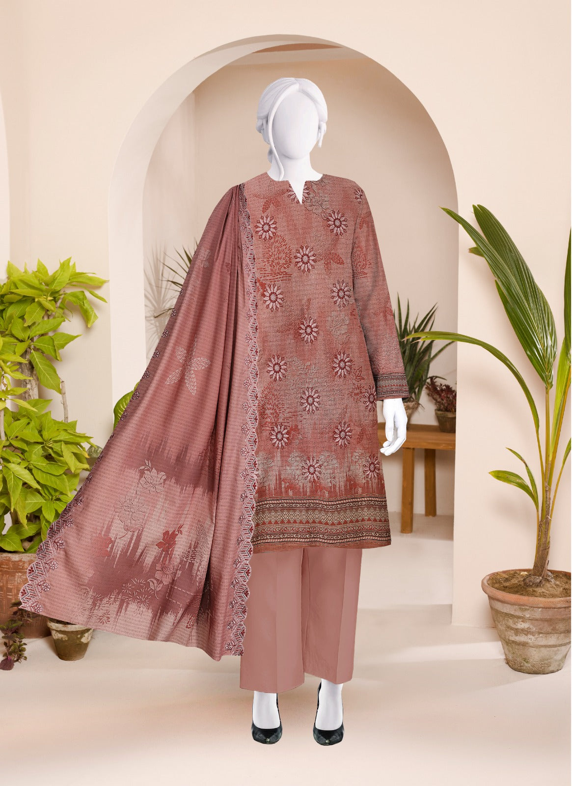 Safina Digital Print Dhanak Wool Bana Dora 3pc  SF603