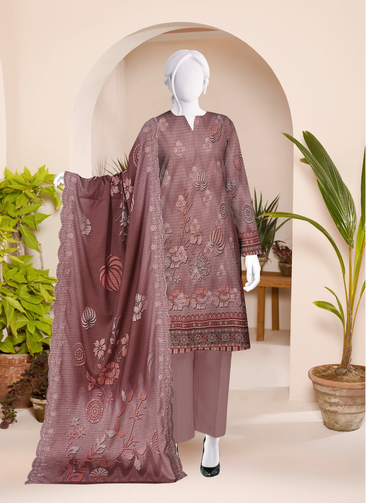Safina Digital Print Dhanak Wool Bana Dora 3pc  SF604