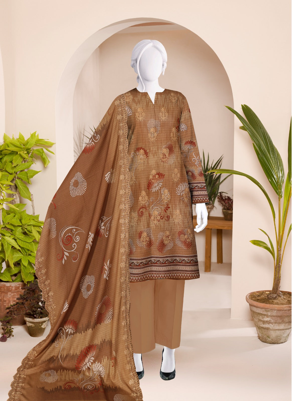 Safina Digital Print Dhanak Wool Bana Dora 3pc  SF607