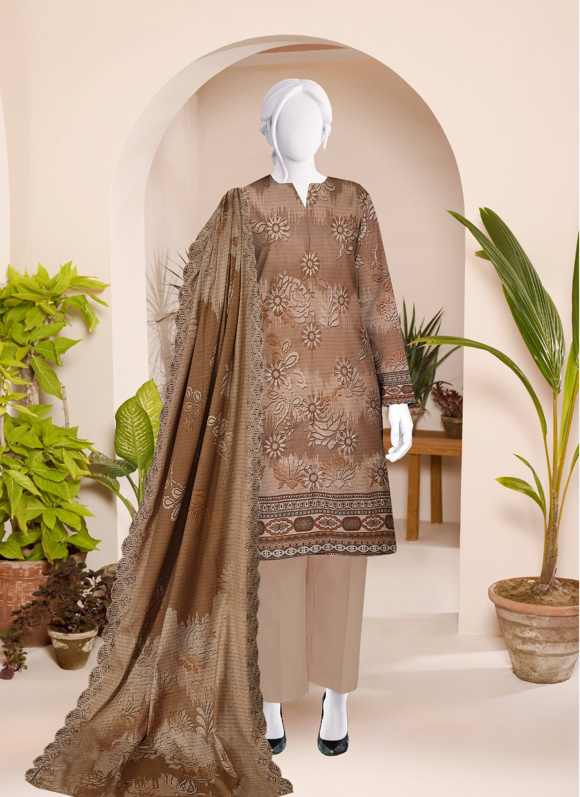 Safina Digital Print Dhanak Wool Bana Dora 3pc  SF609