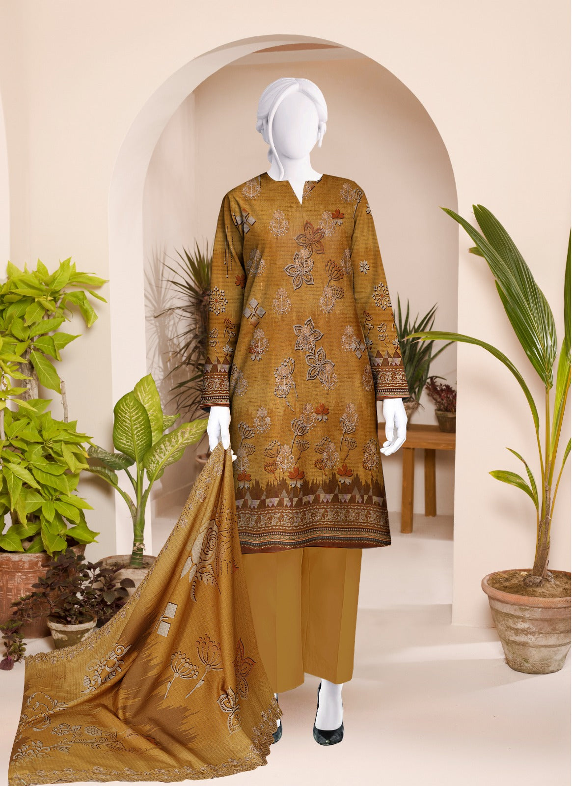 Safina Digital Print Dhanak Wool Bana Dora 3pc  SF608