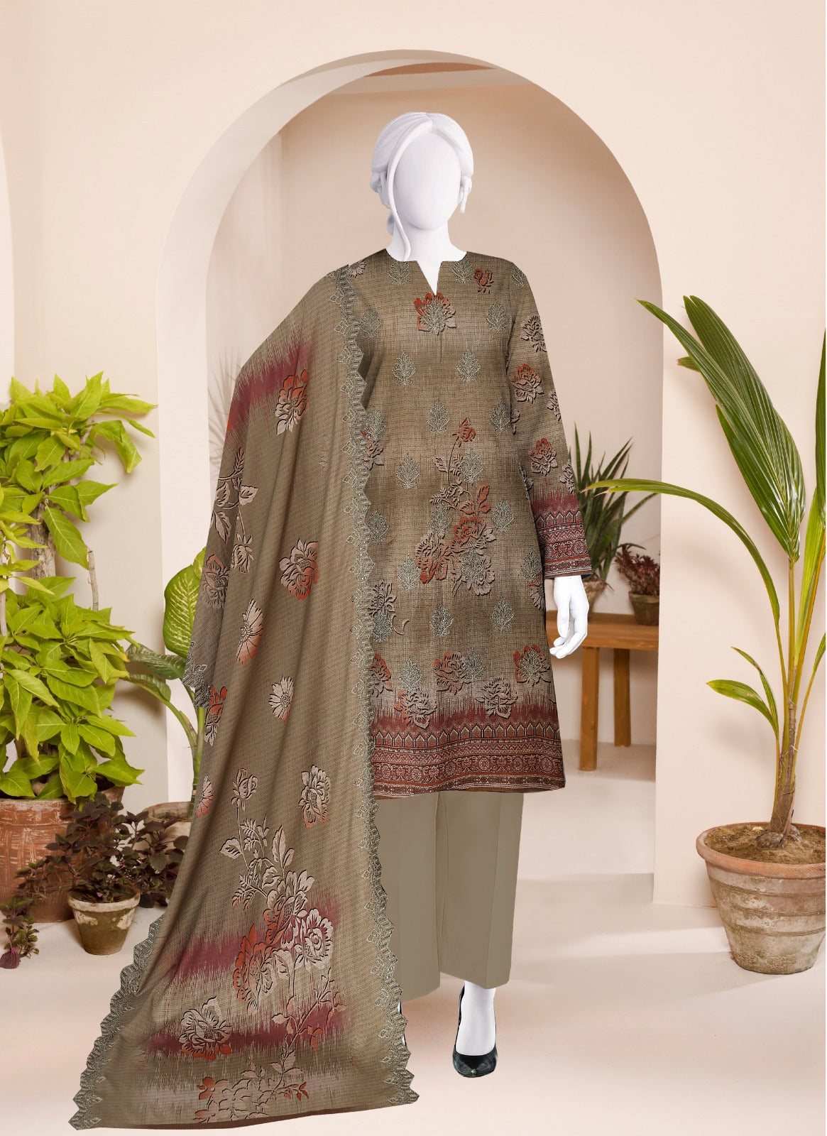 Safina Digital Print Dhanak Wool Bana Dora 3pc  SF610