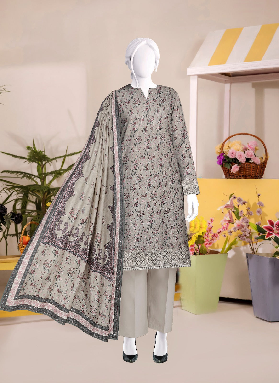 Safina Digital Print Marina Jaquard with Daman Patch 3pc  SF620