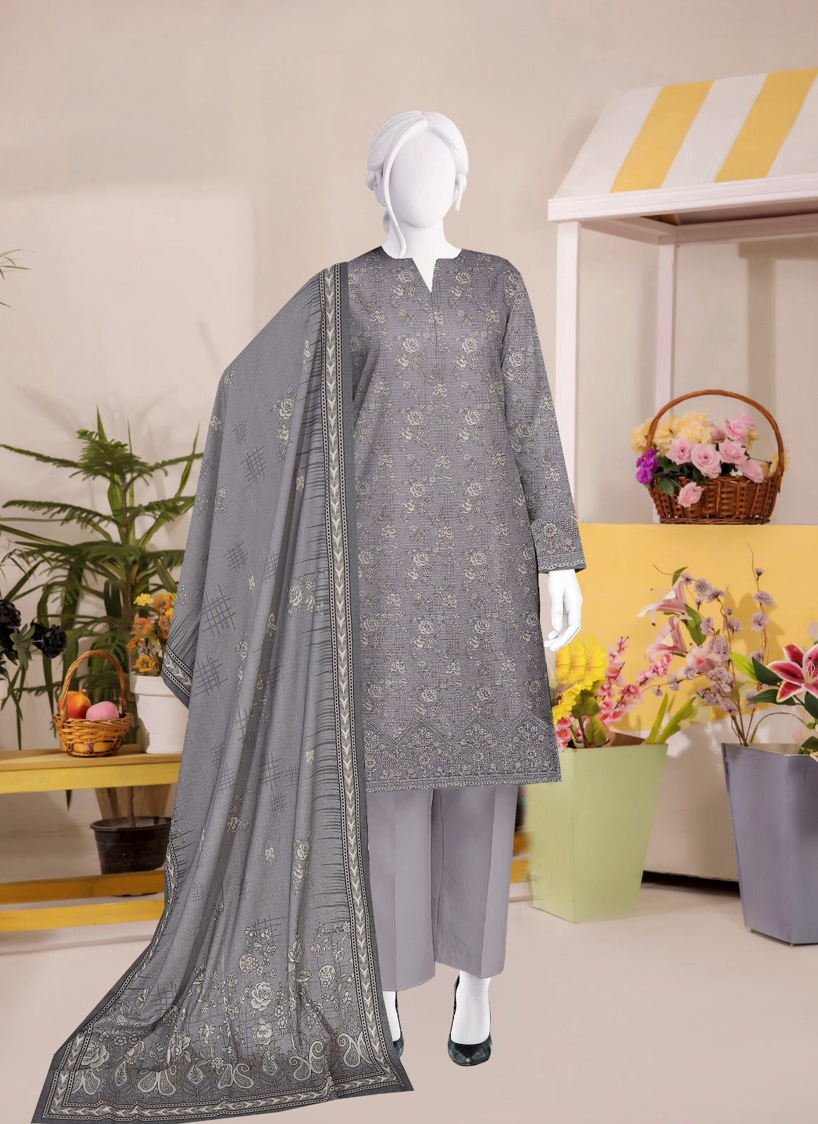 Safina Digital Print Marina Jaquard with Daman Patch 3pc  SF618