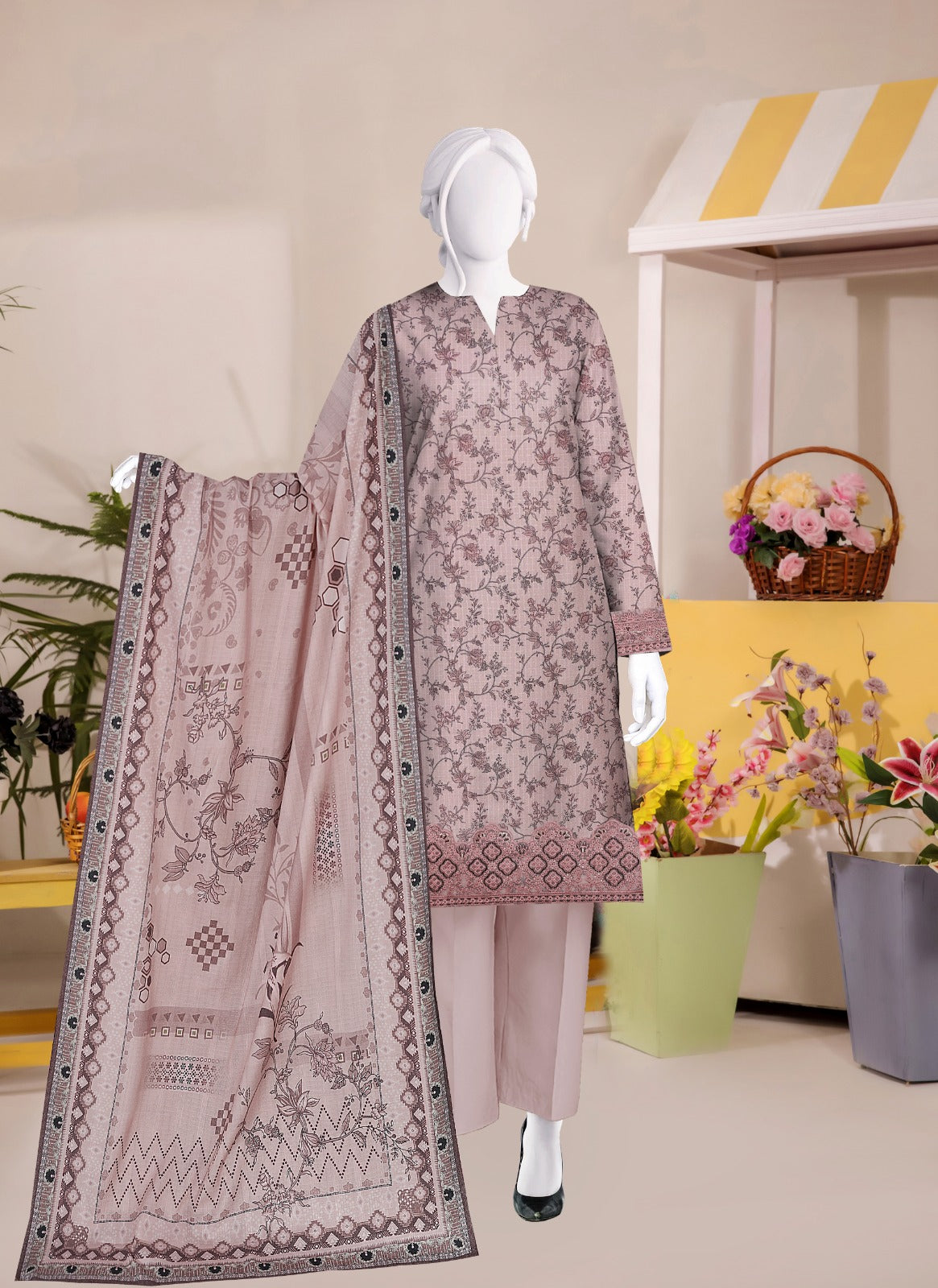 Safina Digital Print Marina Jaquard with Daman Patch 3pc  SF619