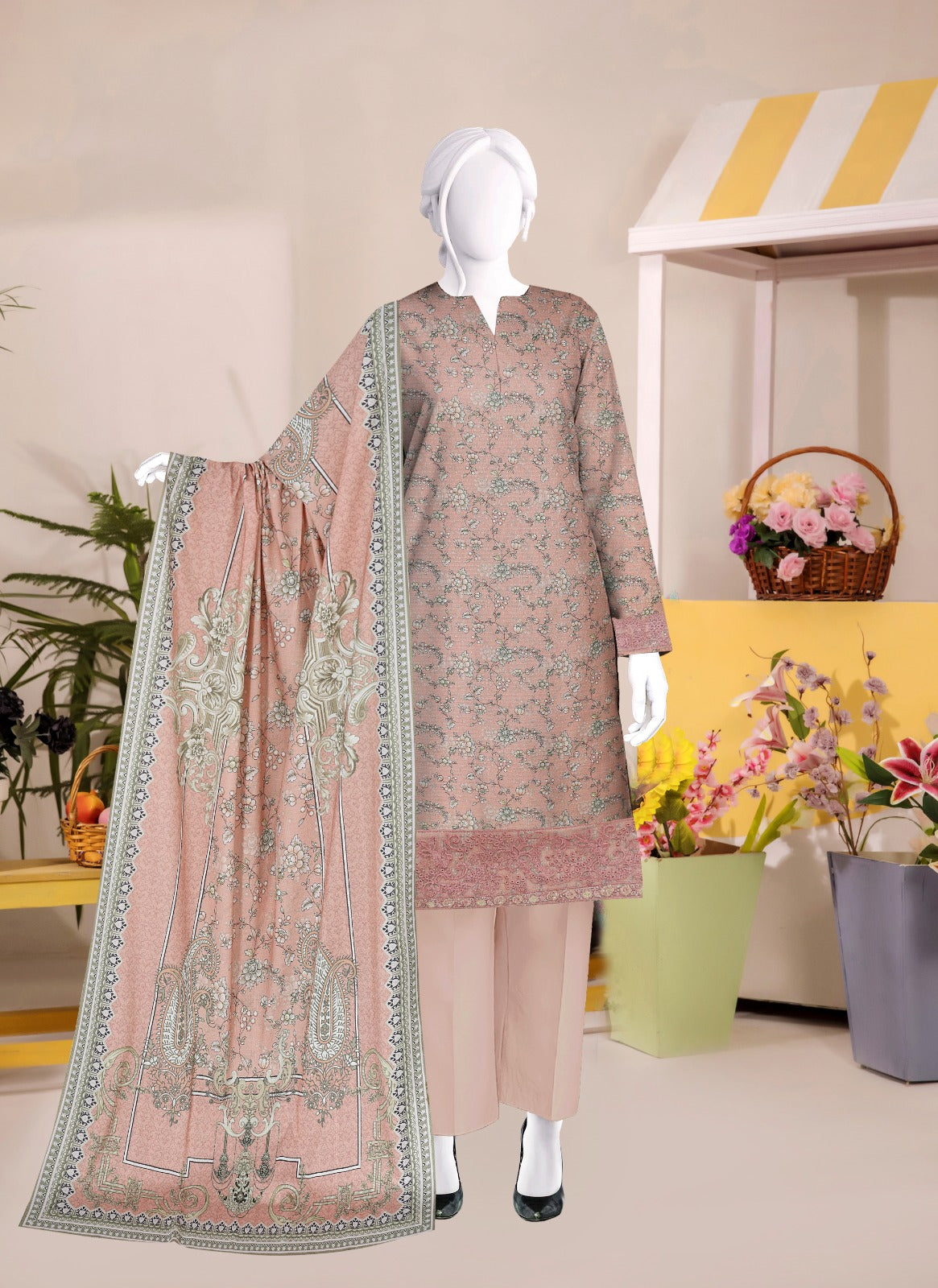 Safina Digital Print Marina Jaquard with Daman Patch 3pc  SF613