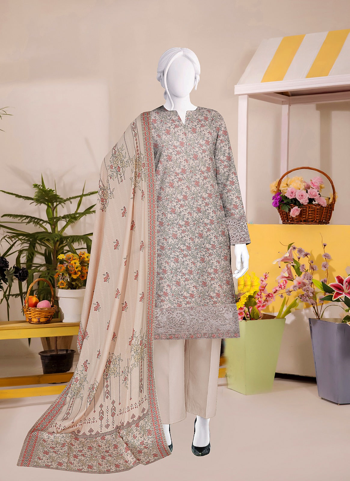 Safina Digital Print Marina Jaquard with Daman Patch 3pc  SF612