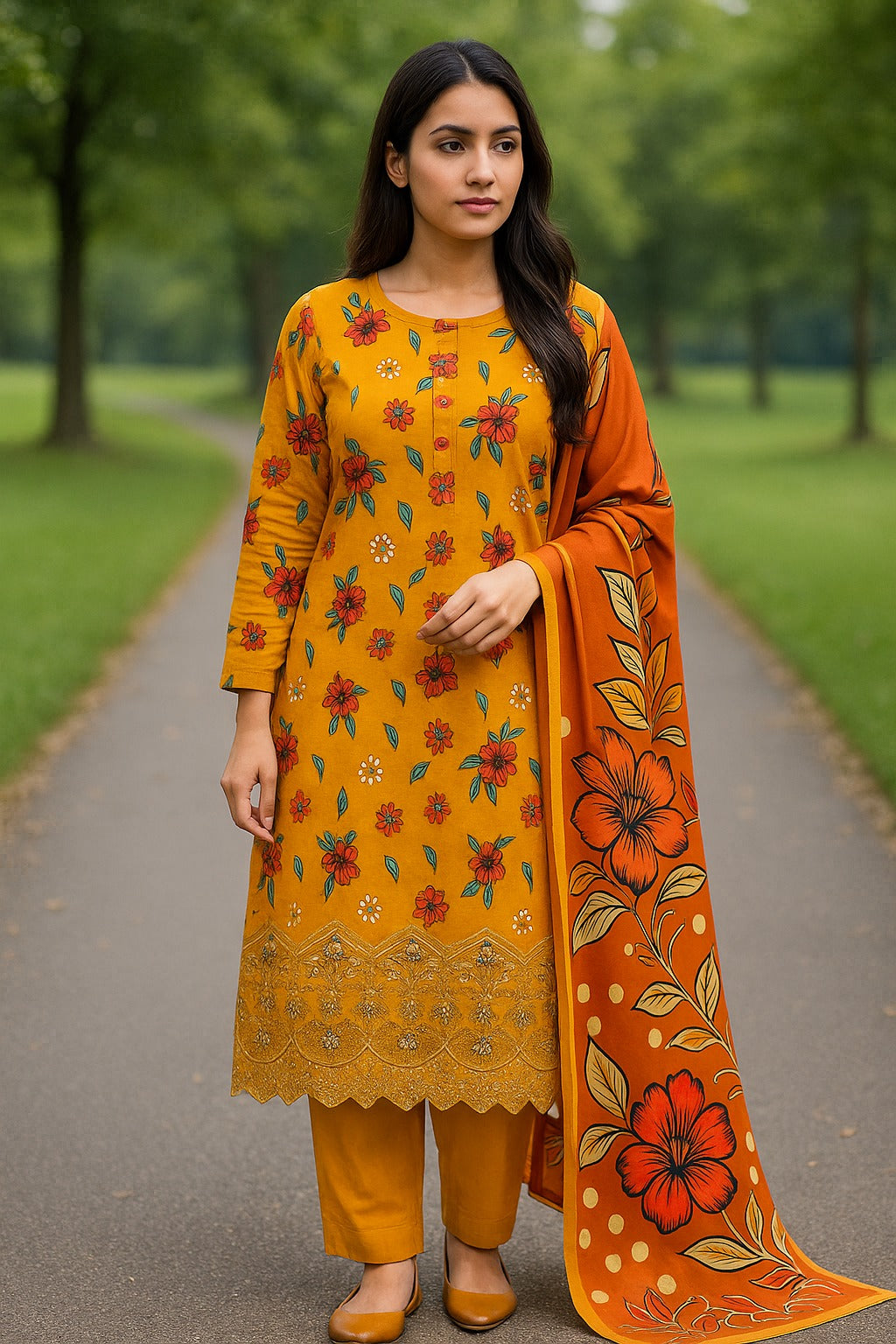 Alkaram Stapple Bana Dora Boring Daman 3PC AK0617