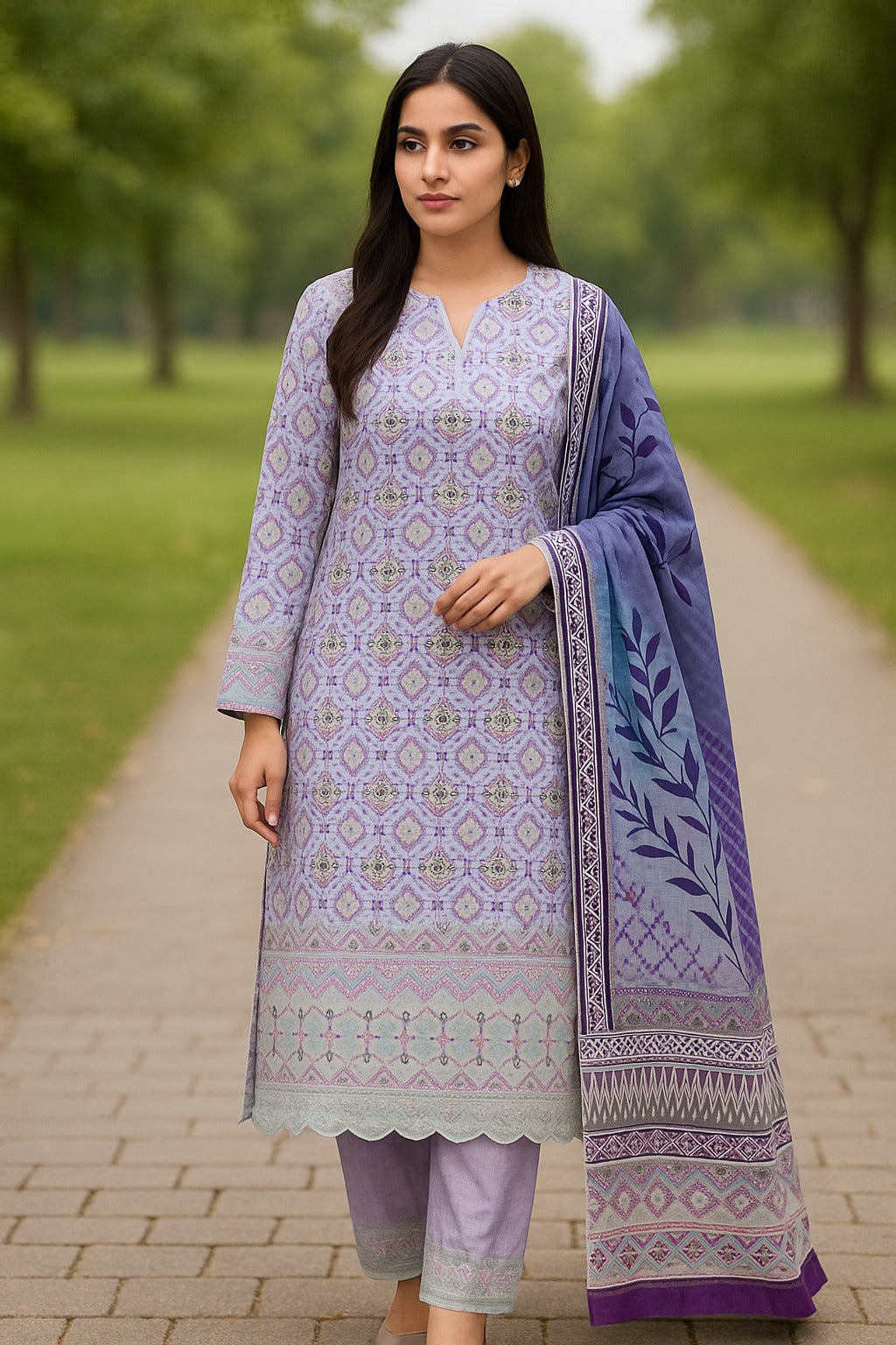 Alkaram Stapple Bana Dora Boring Daman 3PC AK0616