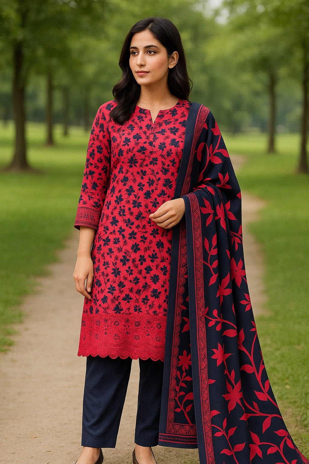 Alkaram Stapple Bana Dora Boring Daman 3PC AK0615