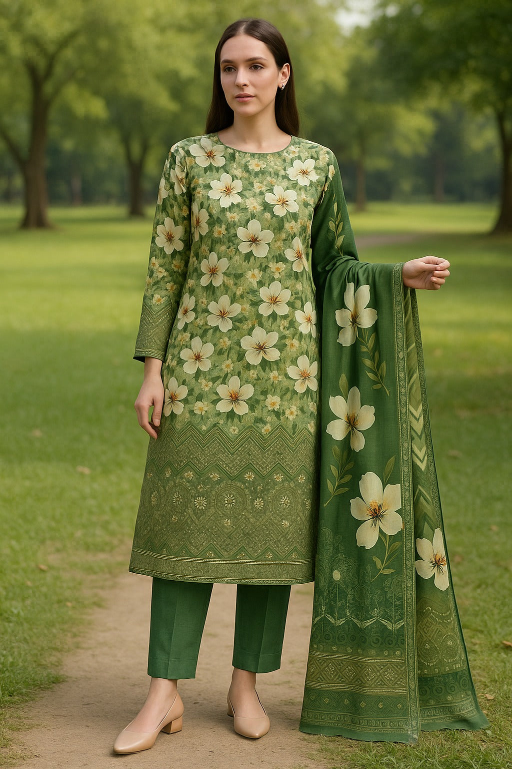 Alkaram Stapple Bana Dora Boring Daman 3PC AK0614