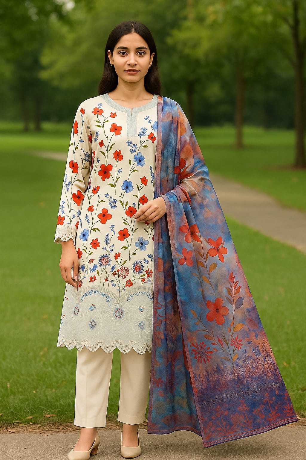 Alkaram Stapple Bana Dora Boring Daman 3PC AK0611