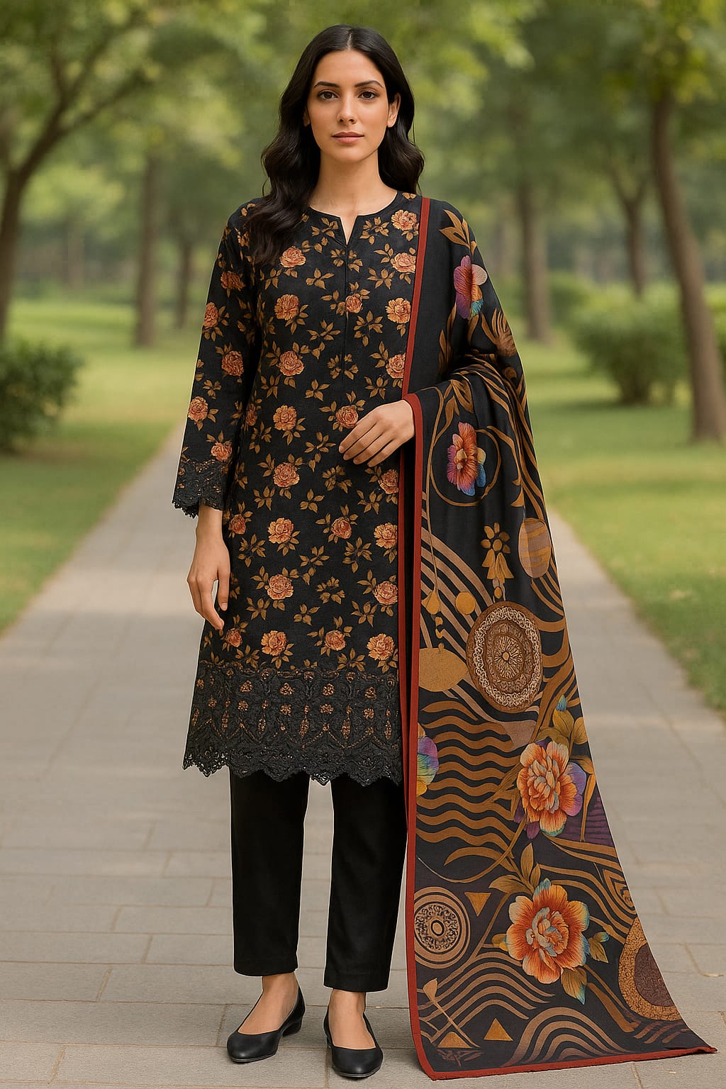 Alkaram Stapple Bana Dora Boring Daman 3PC AK0612