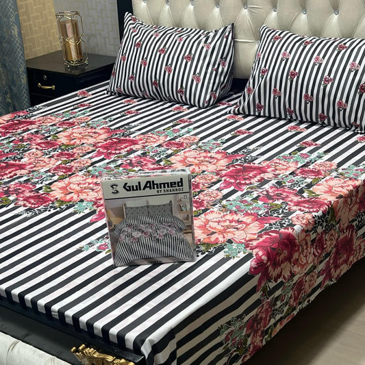 3 pcs GIFT pack KING size BED sheet 3031