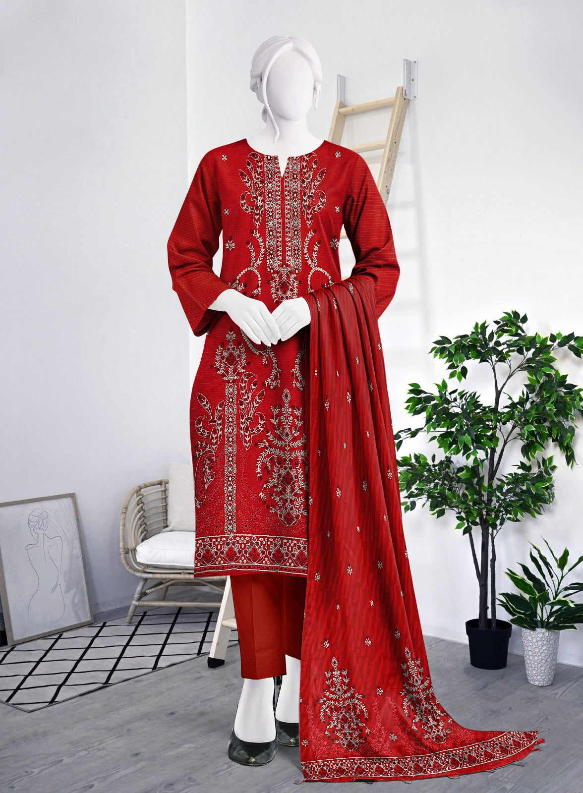 Lawn Embroidered 3-Piece Bana Dora Un-Stiched Suit by Maria.B