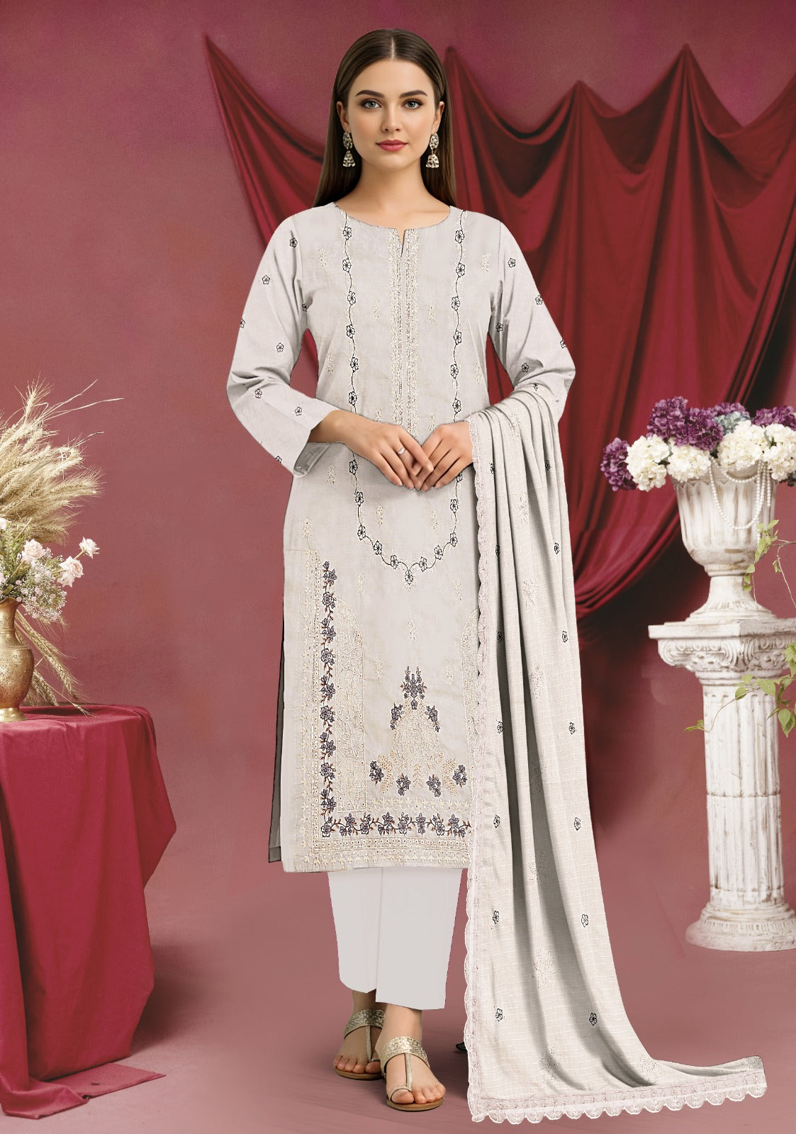 Lawn Embroidered 3-Piece Un-Stiched Suit by Baroque