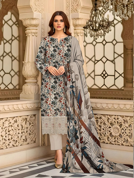 Baroque 3PC Digital Printed Daman Embroidery