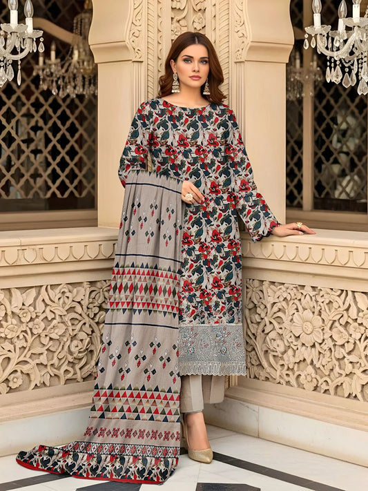 Baroque 3PC Digital Printed Daman Embroidery