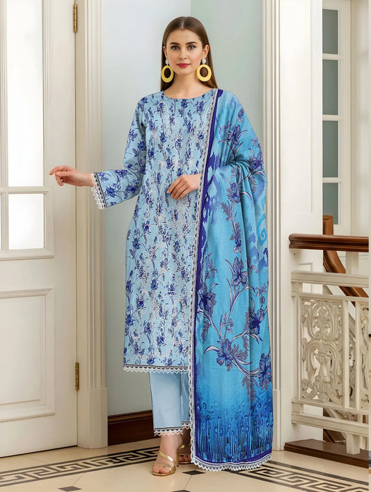 Baroque 3PC Digital Print Lawn Heavy Front with Karoshia Lace 09