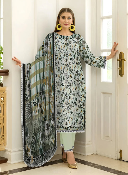 Baroque 3PC Digital Print Lawn Heavy Front with Karoshia Lace 01