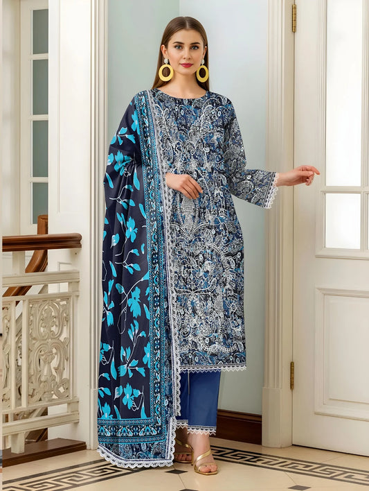 Baroque 3PC Digital Print Lawn Heavy Front with Karoshia Lace 06