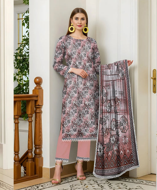 Baroque 3PC Digital Print Lawn Heavy Front with Karoshia Lace 05