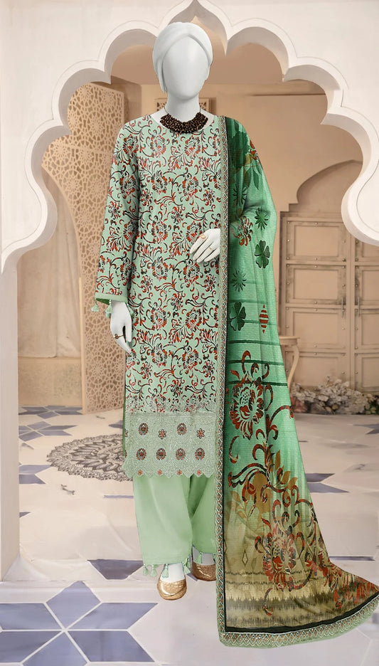 Baroque 3PC Digital Printed Daman Embroidery