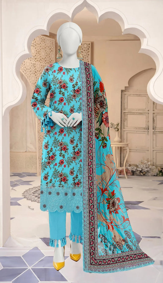 Baroque 3PC Digital Printed Daman Embroidery