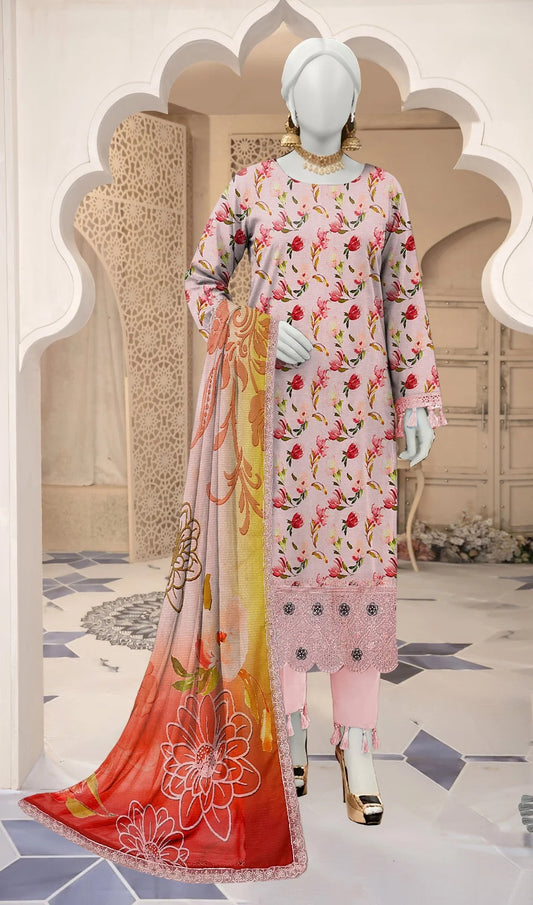 Baroque 3PC Digital Printed Daman Embroidery